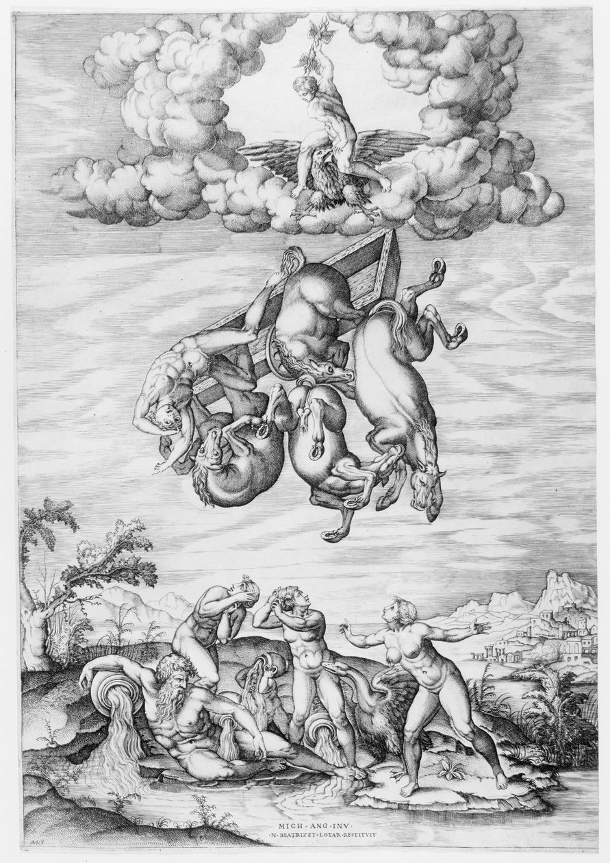 Phaetonin kukistuminen, 1540-66, 1540-66. tekijältä Nicolas Beatrizet