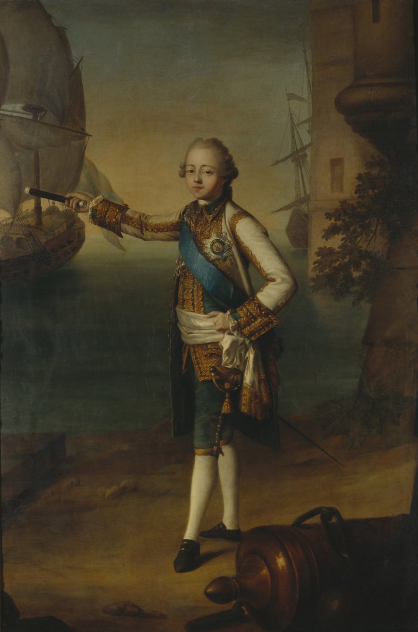 Suurherttua Pavel Petrovichin muotokuva 1754-1801 amiraali-univormussa, 1769 tekijältä Nicolas Benjamin Delapierre