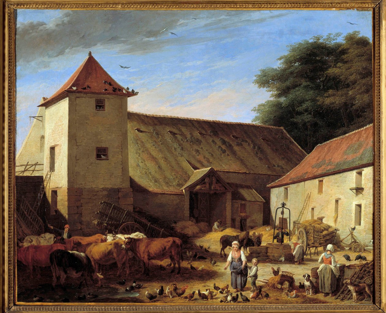 Nicolas Lepicien (1735-1784) maalaus maatilapihasta 1784 su. 0,64x0,77 m Pariisin Louvre-museo tekijältä Nicolas Bernard Lepicie
