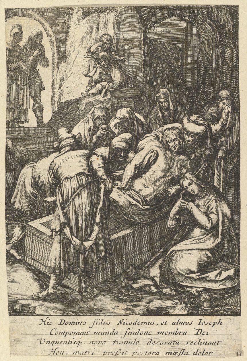 Hautaus, Kristuksen kärsimys, 1600-luvun puoliväli.Hautaus, Kristuksen kärsimys, 1600-luvun puoliväli. tekijältä Nicolas Cochin