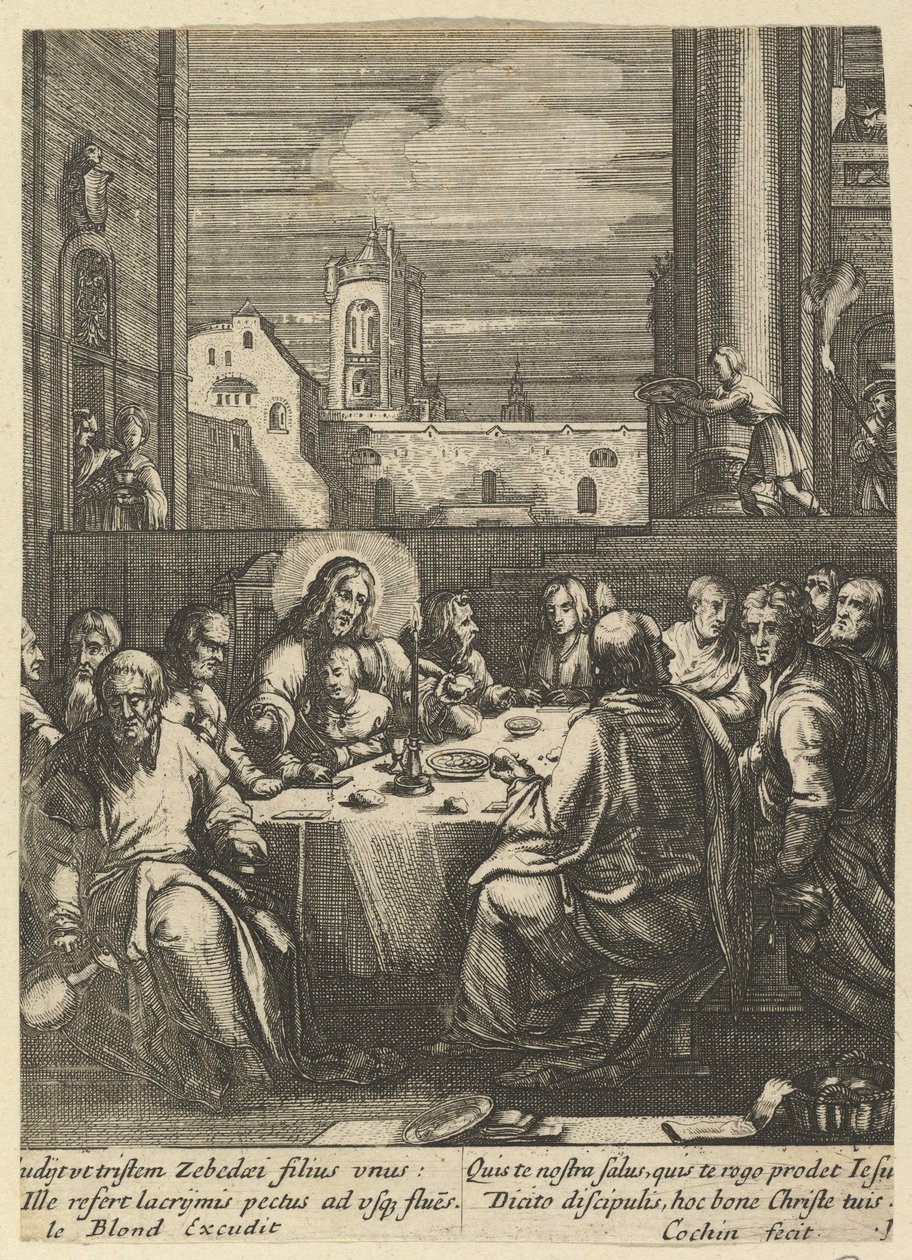 Viimeinen ehtoollinen, Kristuksen kärsimyksestä, 1600-luvun puoliväli. tekijältä Nicolas Cochin
