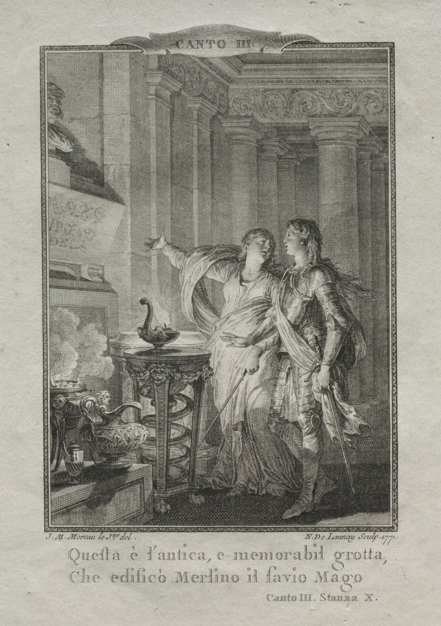 Merlinin luolassa, Taikuri, 1771. tekijältä Nicolas Delaunay