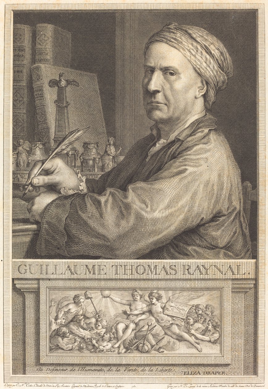 Guillaume Thomas Raynal tekijältä Nicolas Delaunay after Charles Nicolas Cochin II