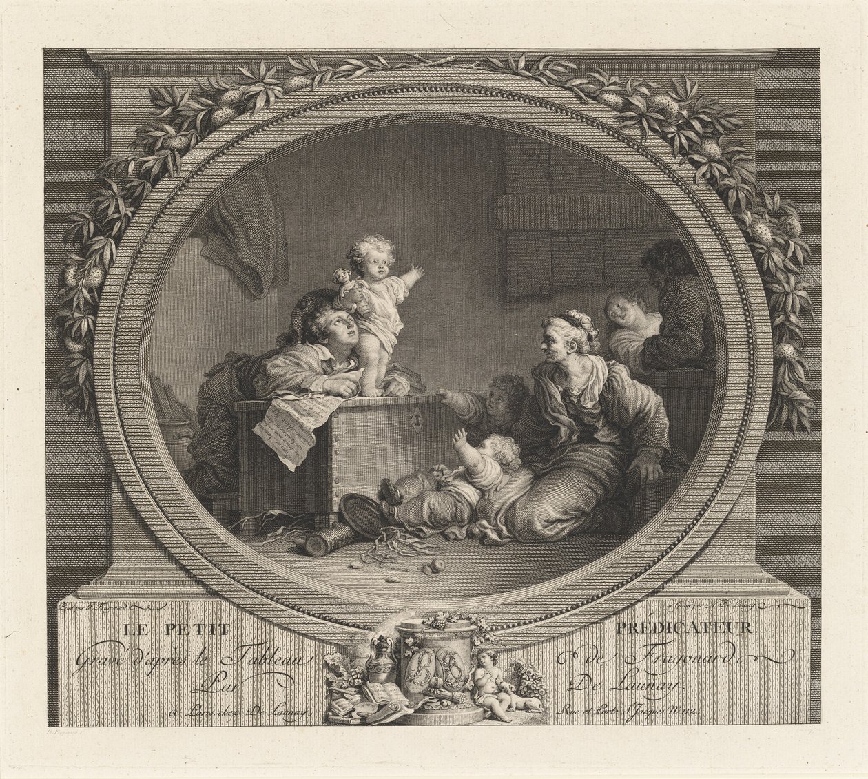 Pieni saarnaaja tekijältä Nicolas Delaunay after Jean Honoré Fragonard