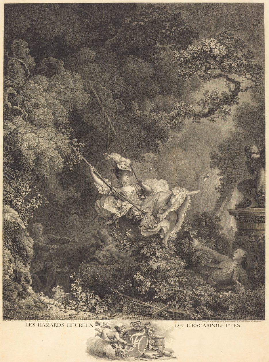 Escarpoletten onnelliset vaarat tekijältä Nicolas Delaunay after Jean Honoré Fragonard