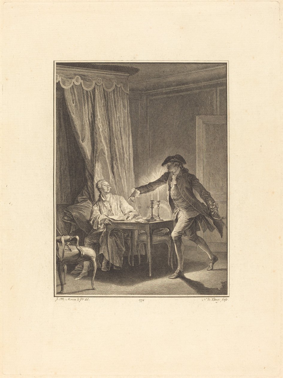 Ah! Nuori mies hyväntekijällesi tekijältä Nicolas Delaunay after Jean Michel Moreau