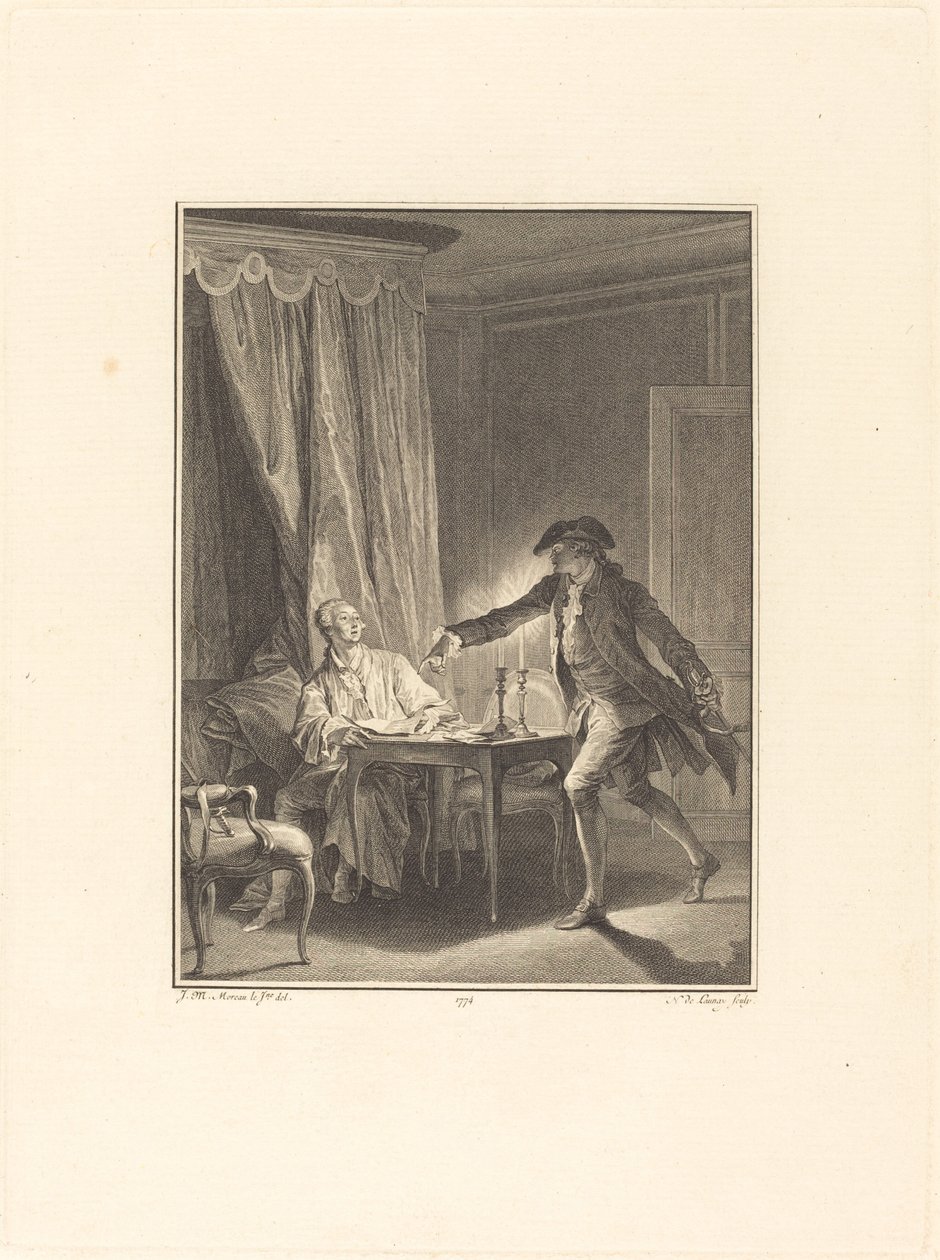 Ah! Nuori mies hyväntekijällesi tekijältä Nicolas Delaunay after Jean Michel Moreau