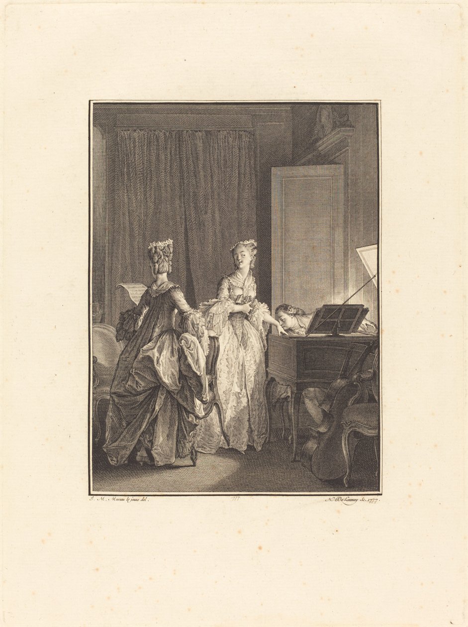 Hän antoi tälle kädelle suudelman, jonka tunsin sydämelläni tekijältä Nicolas Delaunay after Jean Michel Moreau