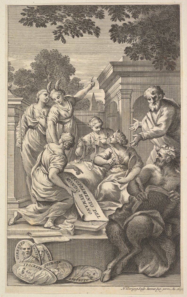 Allegorinen sävellys humanististen tieteiden kunniaksi, 1695. tekijältä Nicolas Dorigny