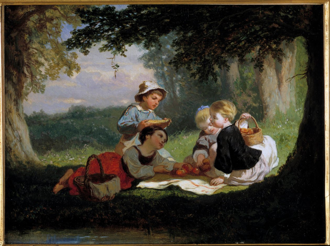 Le gouter champetre Nicolas Gaben (1814-1865) maalaus 1800-luvun yksityinen kokoelma tekijältä Nicolas Edward Gabe