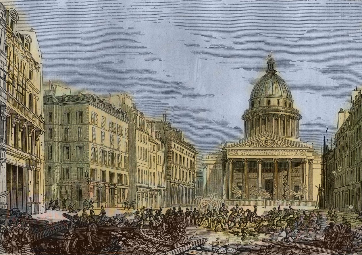Pantheonin piiritys, 24. kesäkuuta 1848 - Vuoden 1848 vallankumous Pariisissa. Pantheonin hyökkäys, 24. kesäkuuta. Kaiverrus maalauksen jälkeen N.E. Gabe. tekijältä Nicolas Edward Gabe