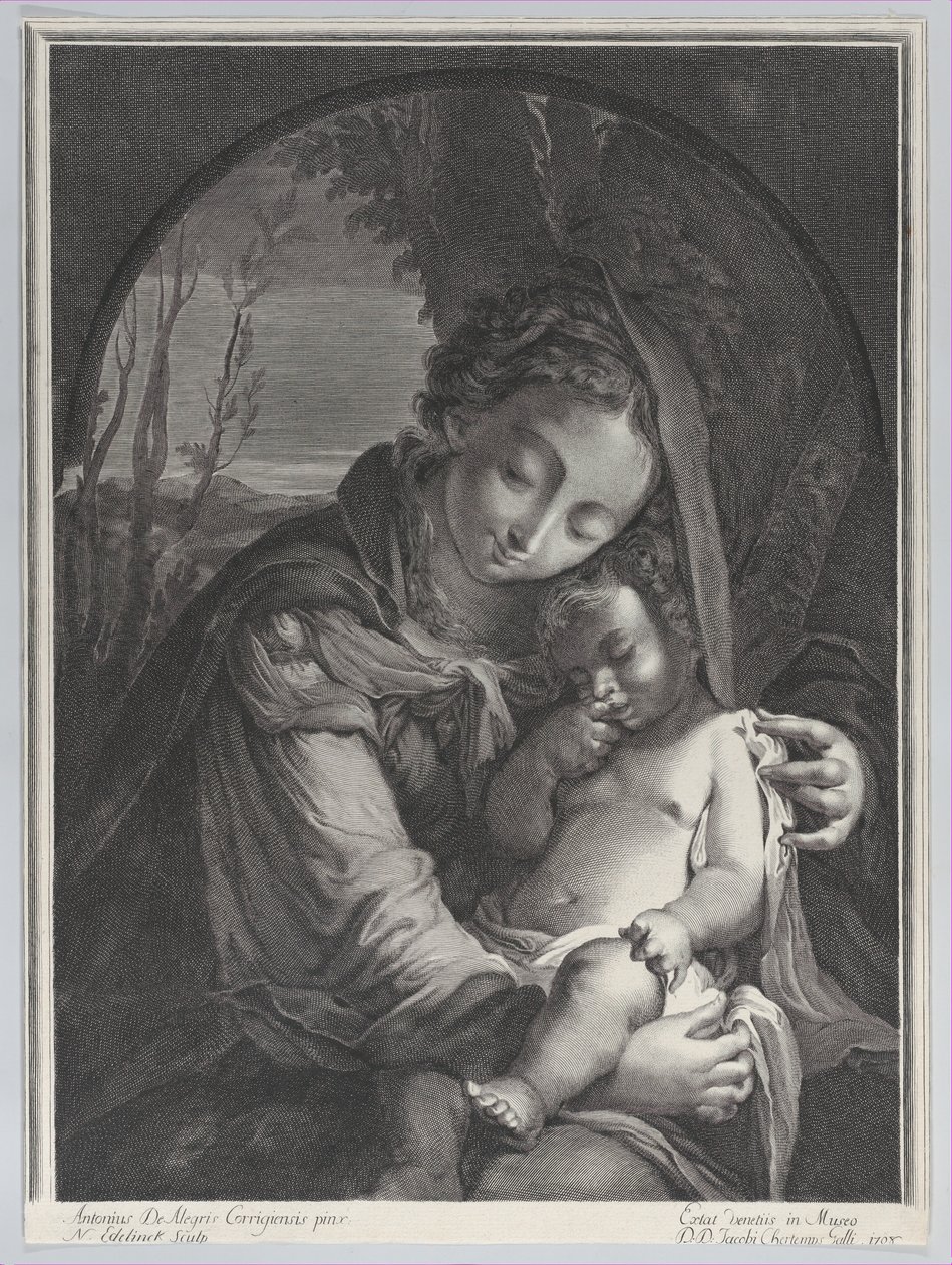 Neitsyt nukkuvan Kristus-lapsen kanssa, 1708., 1708. tekijältä Nicolas Etienne Edelinck