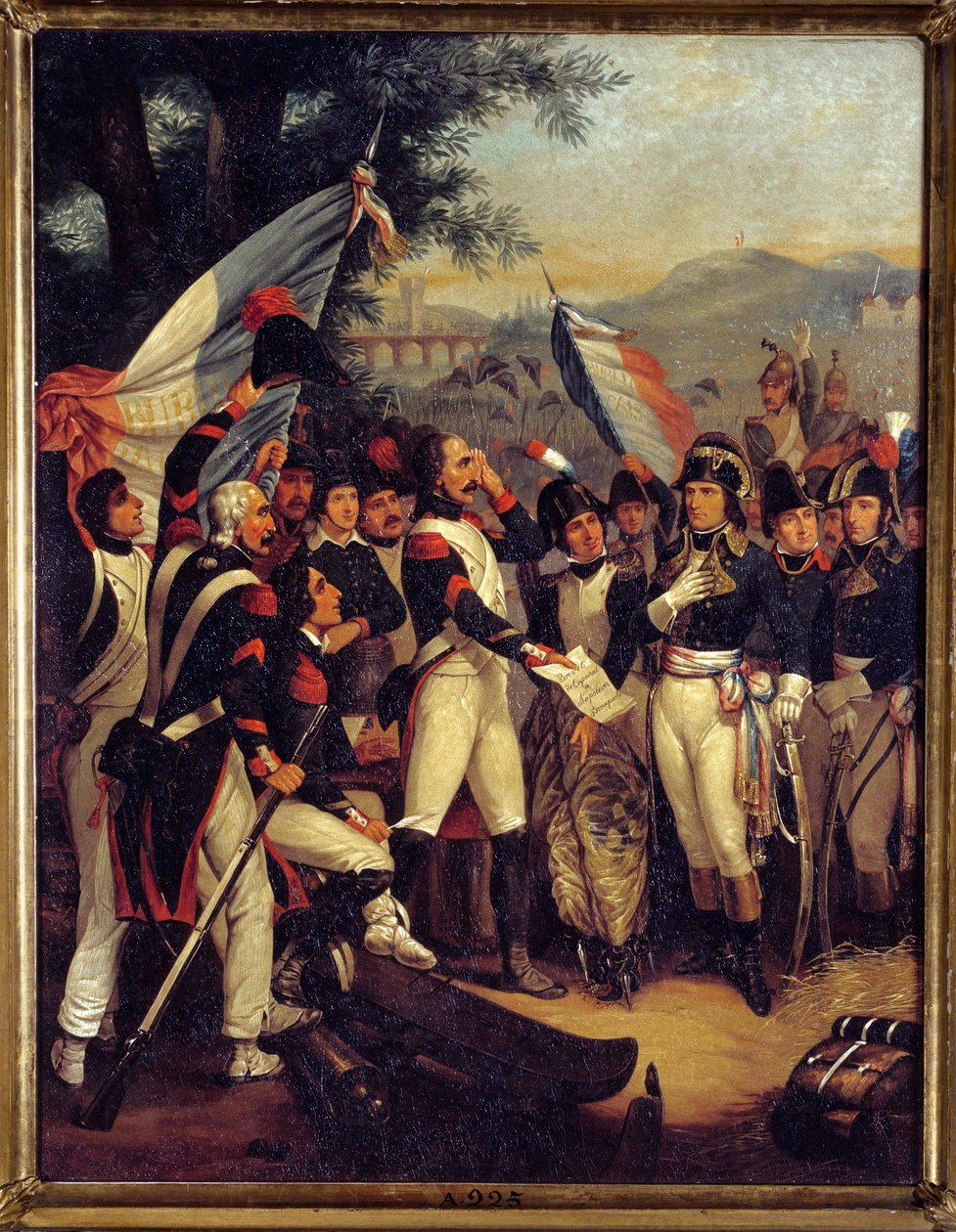 Korpraalin todistus Lodille 10.5.1796 Napoleon Bonaparte (1769-1821) sai korpraalin todistuksen. Nicolas Eustache Morinin (1799-1850) maalaus 1799 su. 0,42x0,33 m Ile d