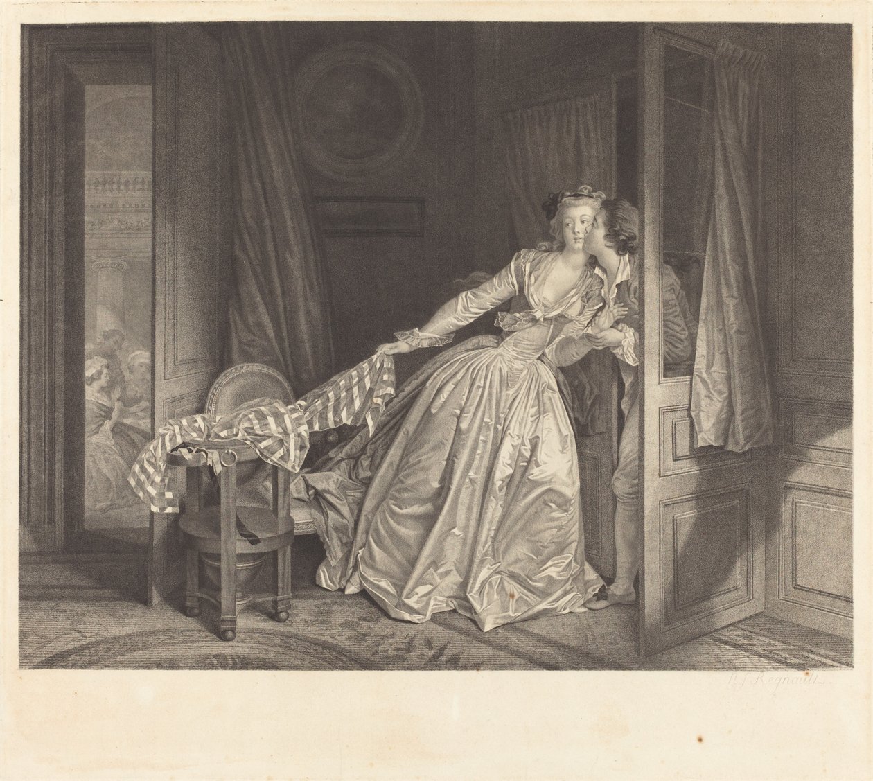Varastettu suudelma tekijältä Nicolas François Regnault after Jean Honoré Fragonard