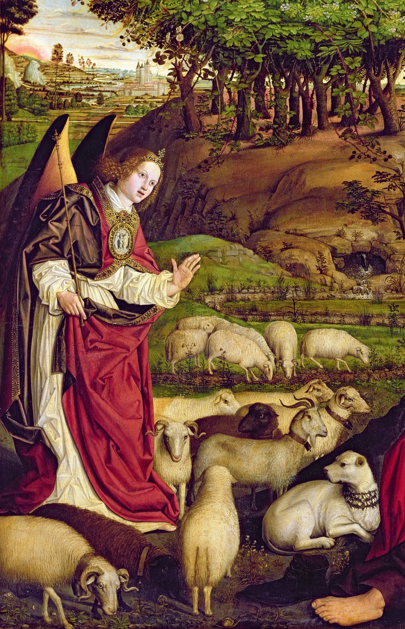 Mooseksen triptyykki ja palava pensas, n. 1476 (yksityiskohta 173010) tekijältä Nicolas Froment