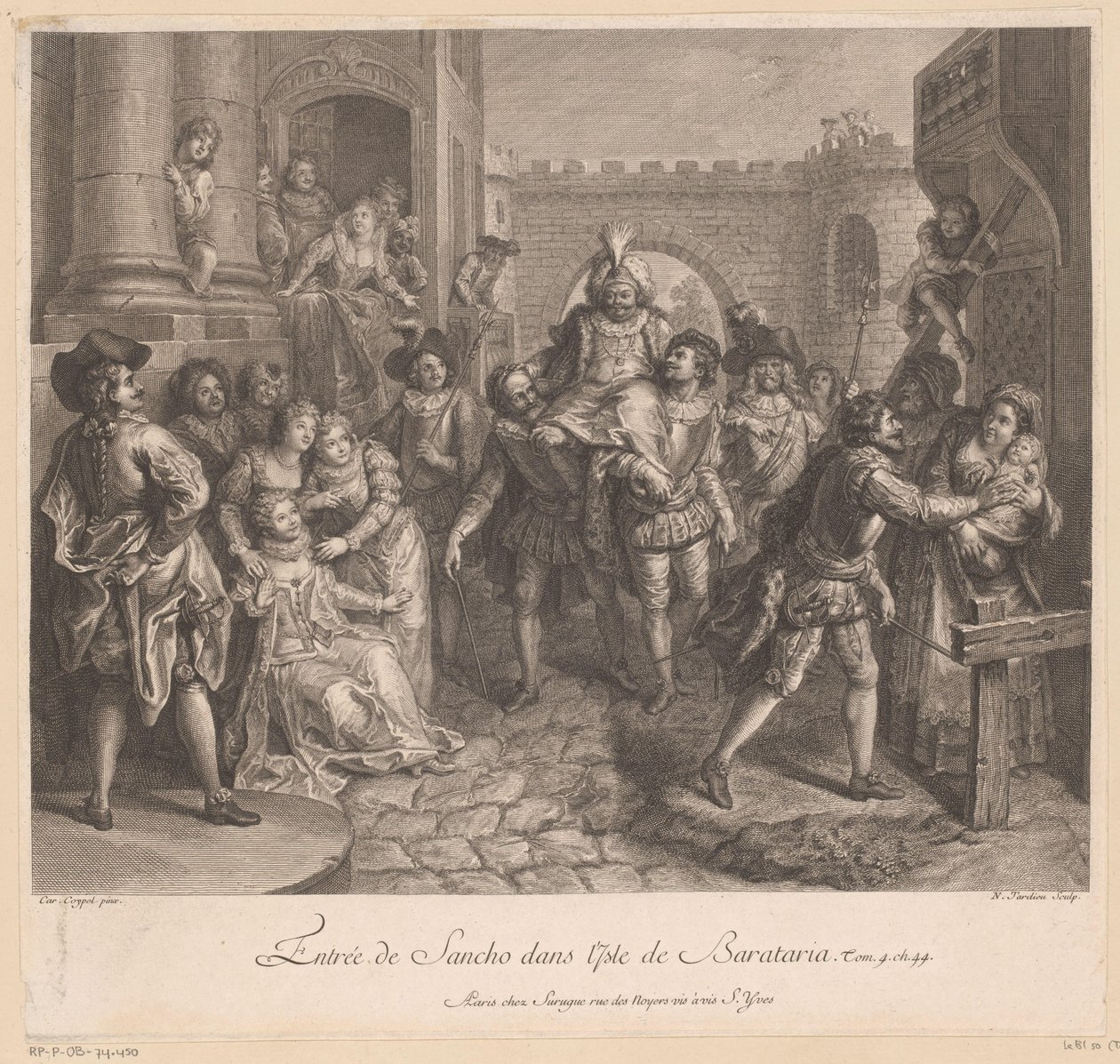 Sanchon saapuminen Baratarian saarelle La Manchan Don Quijoten historia (sarjan nimi) tekijältä Nicolas Henri Tardieu