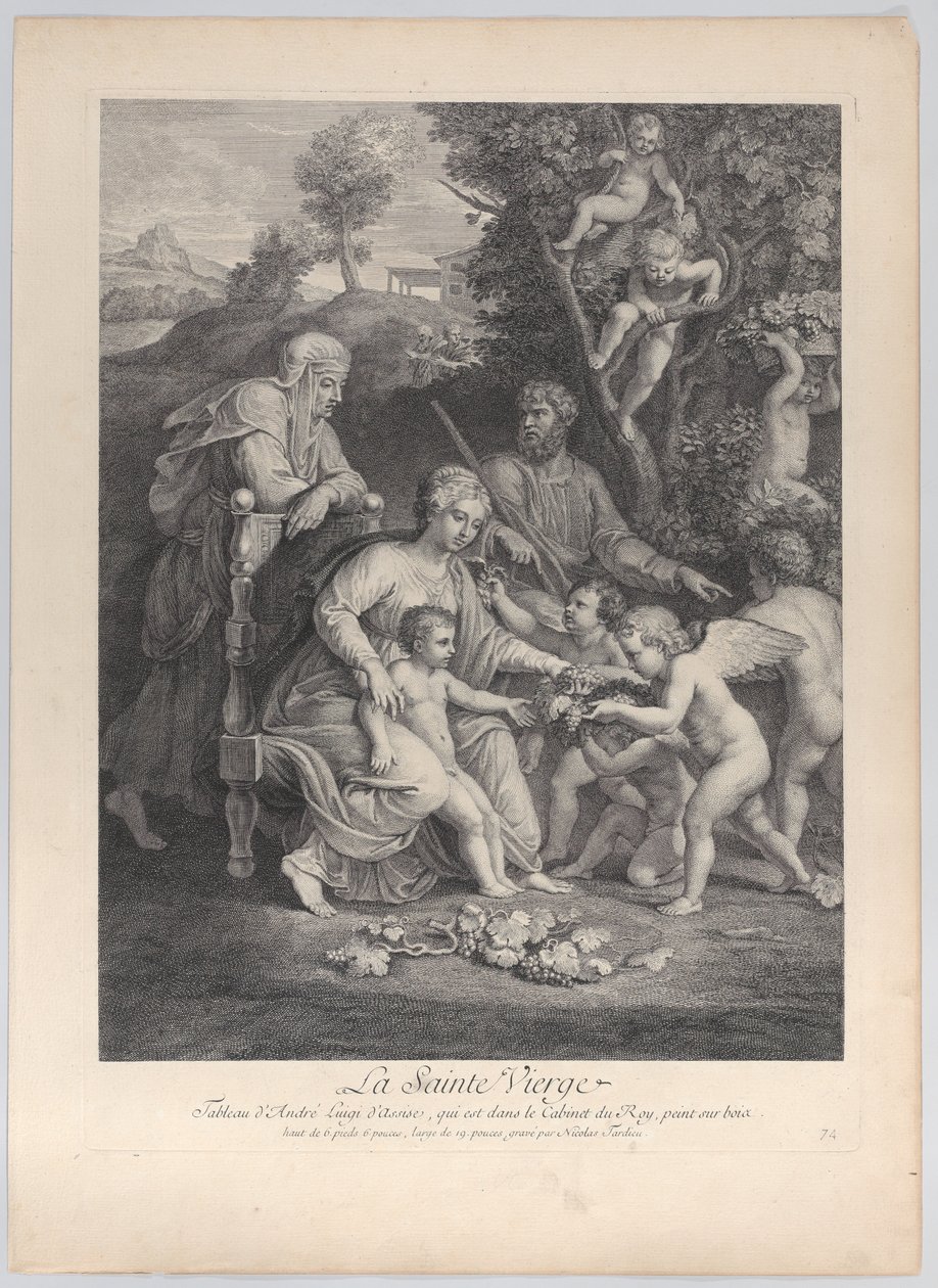 Pyhä perhe Pyhän Elisabetin ja enkelien kanssa, n. 1729, n. 1729. tekijältä Nicolas Henri Tardieu
