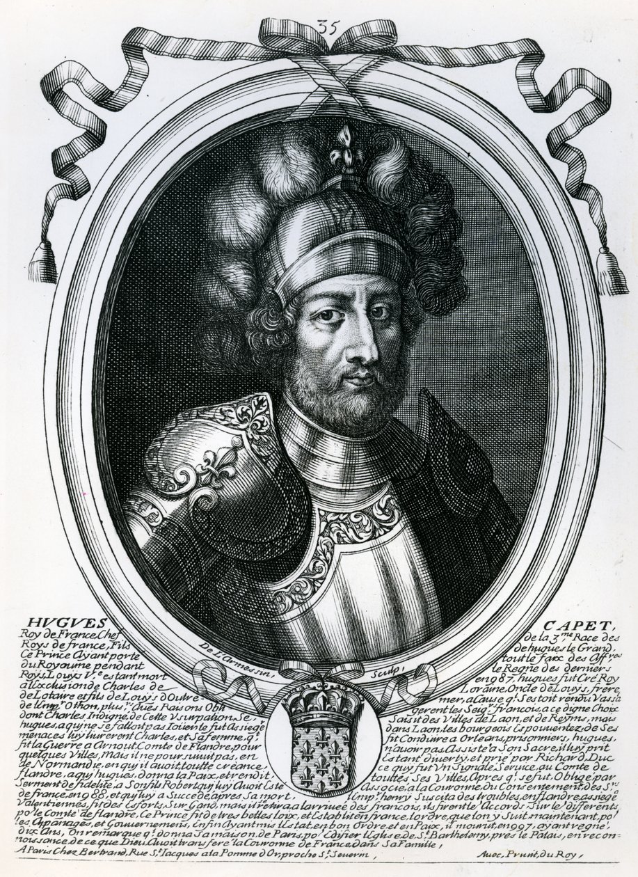 Hugues I Capet (941-96) Ranskan kuningas, "Les Augustes Representations de tous les Rois de France from Pharamond to Louis XIV", Pariisi, 1679 tekijältä Nicolas II de Larmessin