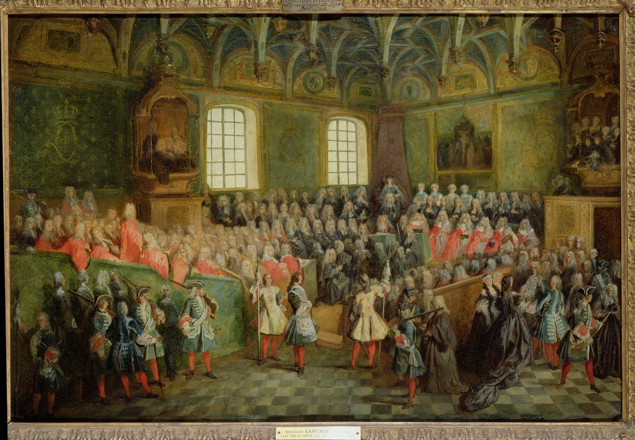 Tuomioistuin pidettiin parlamentissa Louis XV:n enemmistössä (1710-74), 22. helmikuuta 1723 tekijältä Nicolas Lancret