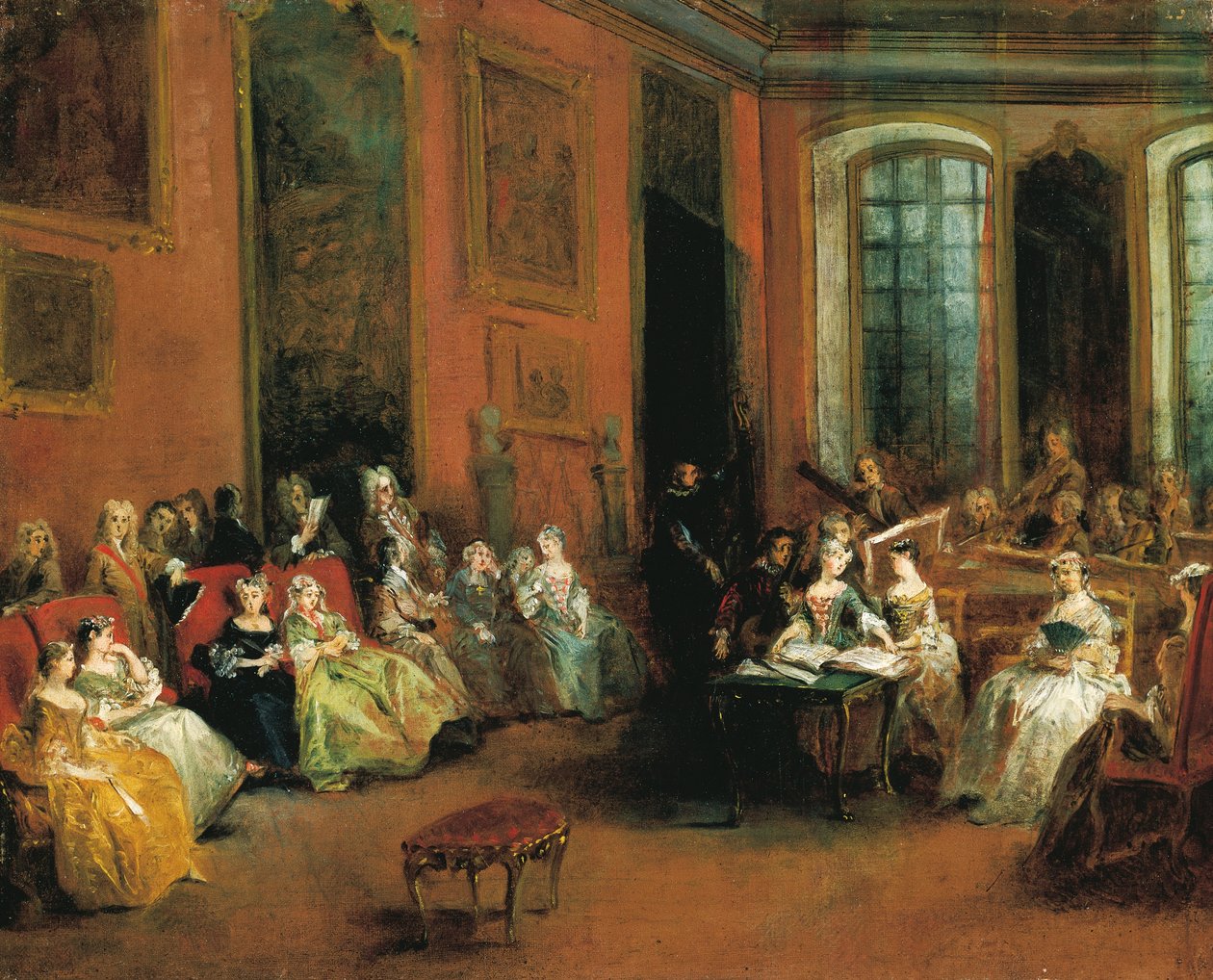 Konsertti Pierre Crozatin Pariisin hotellissa, n. 1719-20 (öljy kankaalle) tekijältä Nicolas Lancret
