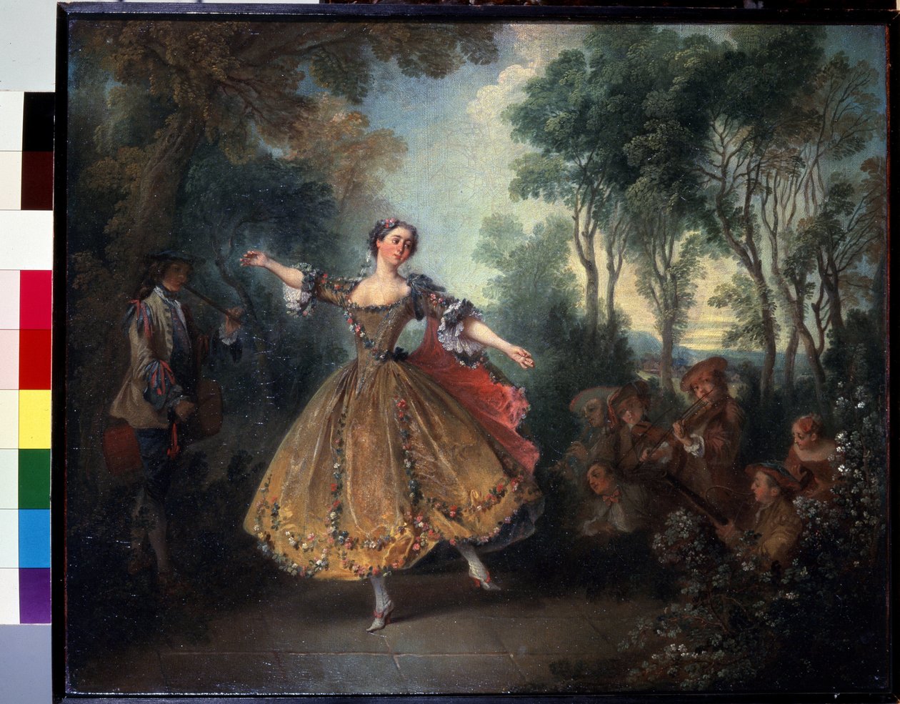 ""Tanssiva camargo"" (Miss Camargo Dancing) Marie Anne de Cupis Camargo kutsui Camargoa (1710-1770) tanssimaan. Nicolas Lancretin (1690-1743) maalaus 1700-luvun alku Koko 45x55 cm Eremitaaši, Pietari tekijältä Nicolas Lancret