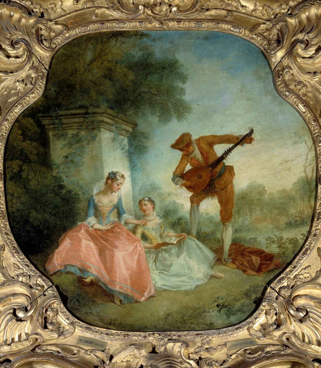 La lecon de musique Nicolas Lancretin (1690-1743) maalaus 1700-luvun su. 0,89x0,9 m. tekijältä Nicolas Lancret