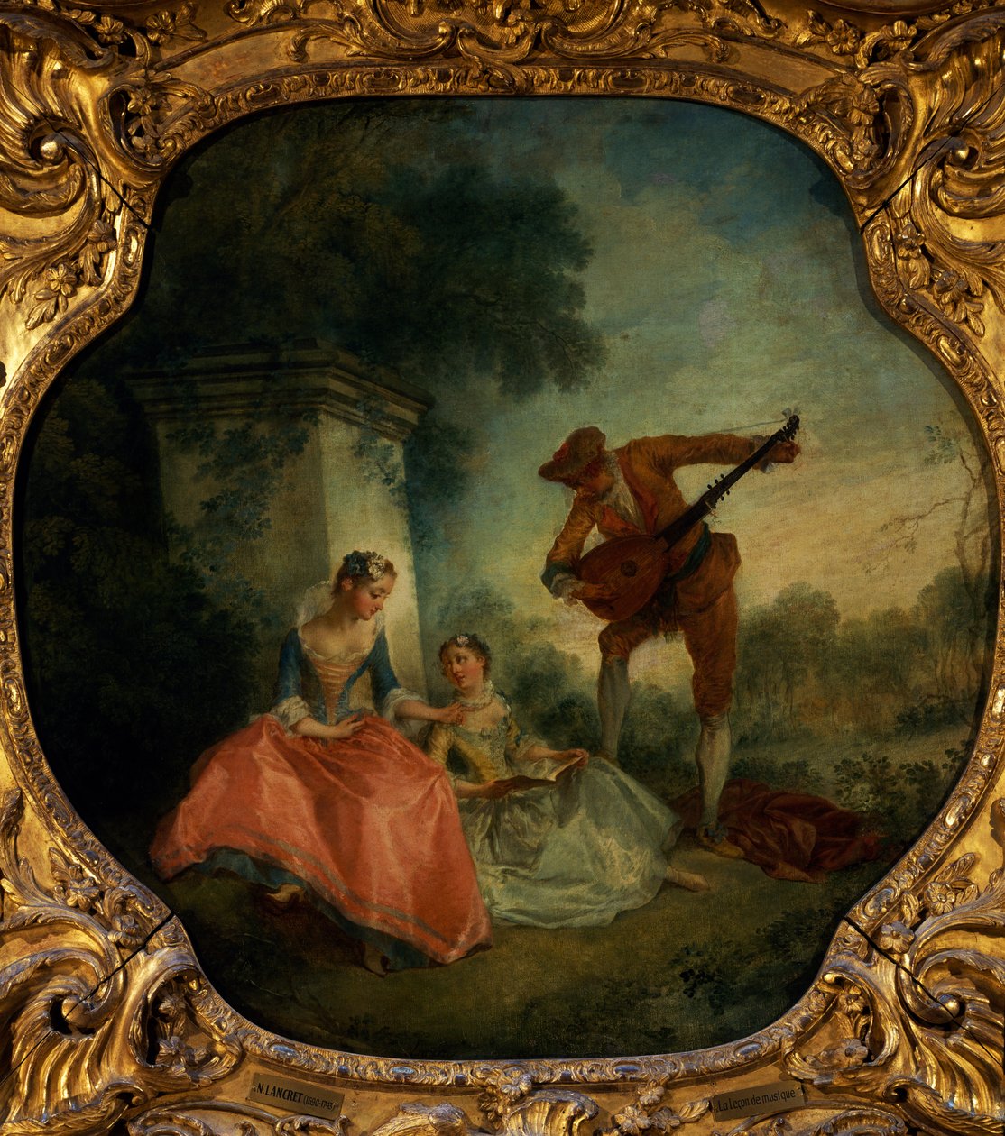 Musiikkitunti luutulla, Nicolas Lancret (1690-1743), Ranska tekijältä Nicolas Lancret