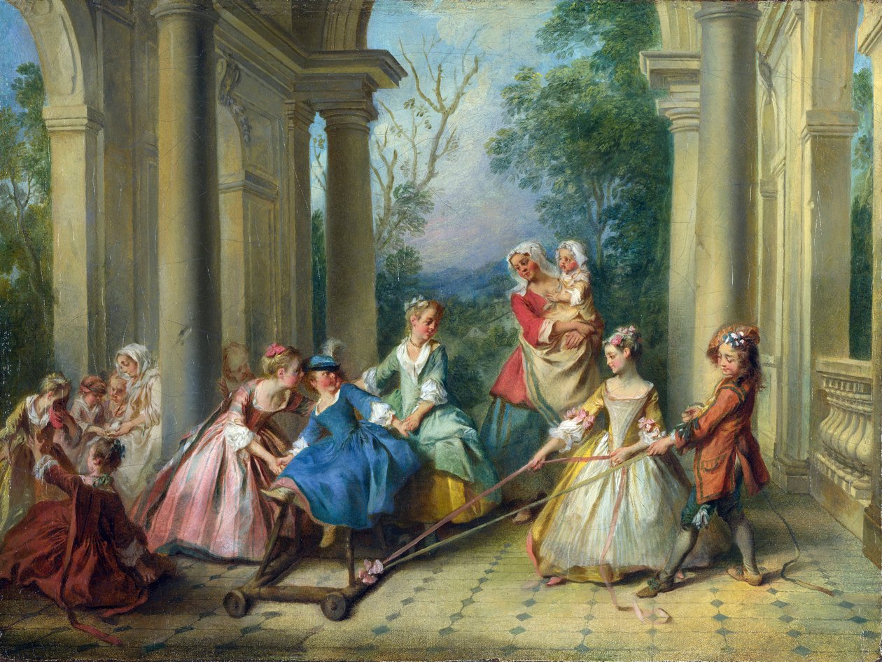 The Four Ages of Man: Childhood, n. 1735 (öljy kankaalle) tekijältä Nicolas Lancret