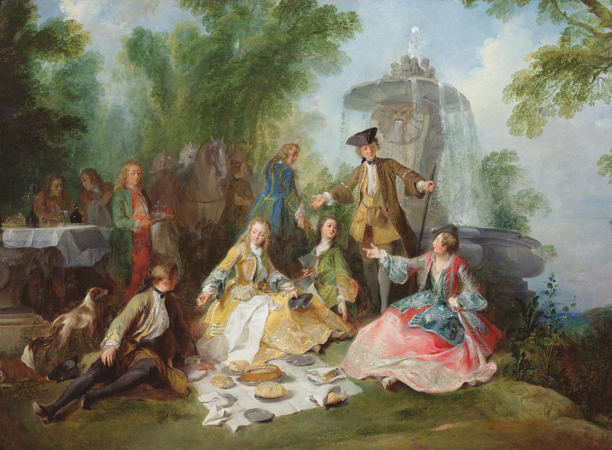 Metsästysseurueen ateria, n. 1737 tekijältä Nicolas Lancret