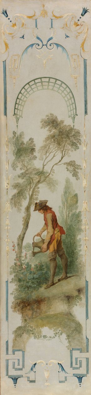Seinäpaneelit: Puutarhuri, puutarhaviljely, viinitarha, keinu, keinu, c. 1723-1727. tekijältä Nicolas Lancret