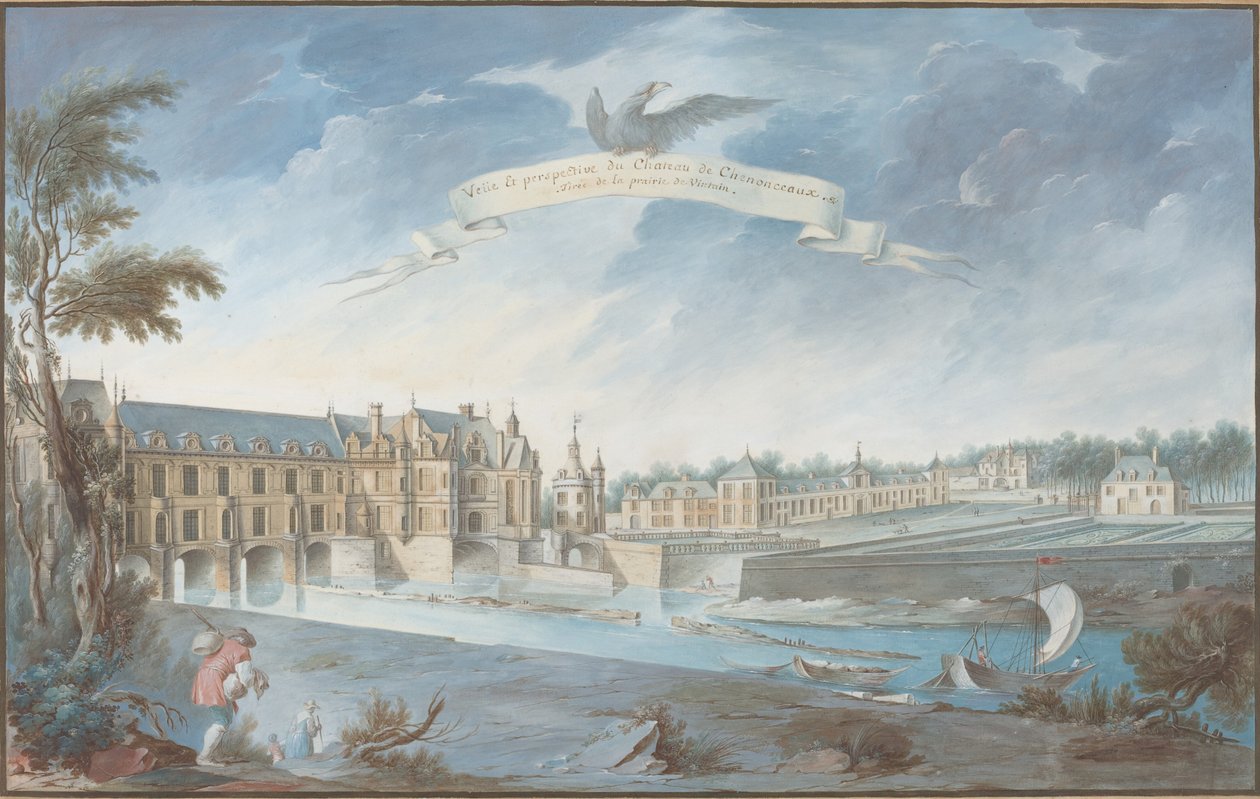 Näkymä ja perspektiivi Chateau de Chenonceaux