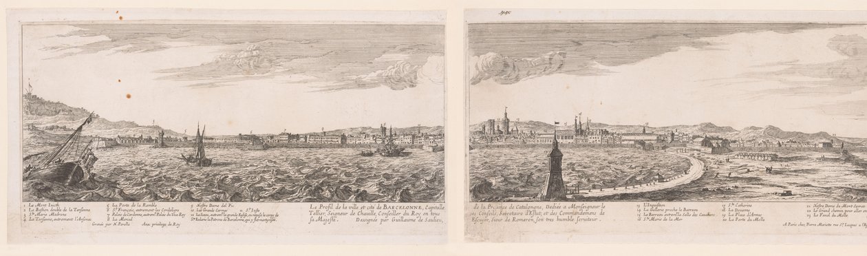 Gezicht op Barcelona Barcelonan kaupungin profiili (...) (otsikko esineessä) tekijältä Nicolas Perelle