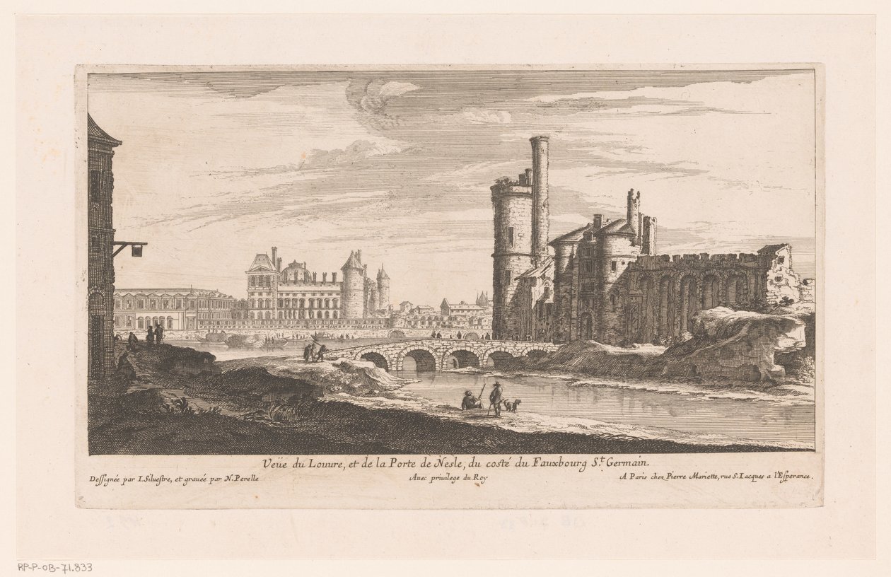 Vista del Louvre Veue du Louvre et de la Porte de Nesle (...) (títol sobre objecte)finès tekijältä Nicolas Perelle