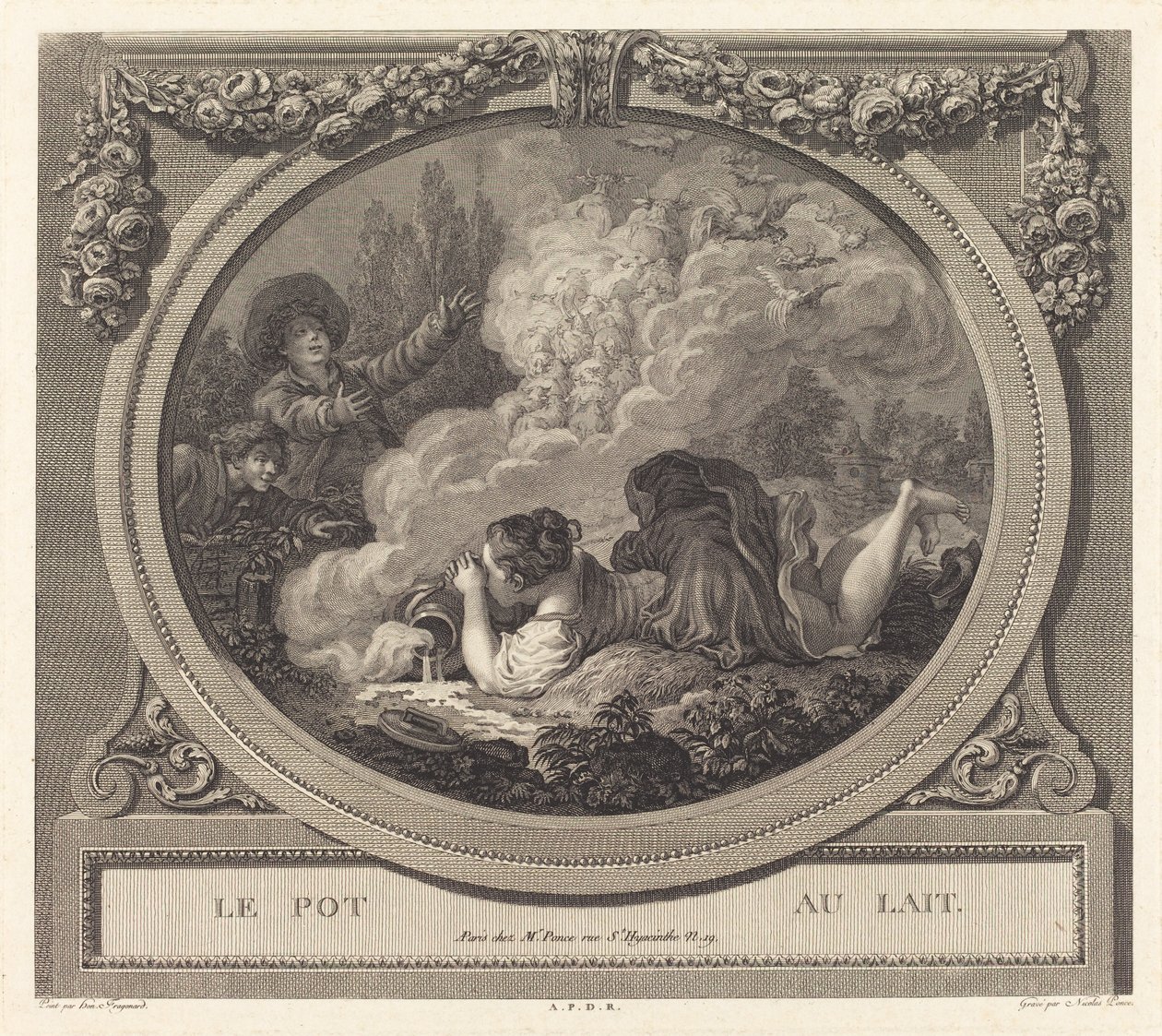 Maitokannu tekijältä Nicolas Ponce after Jean Honoré Fragonard