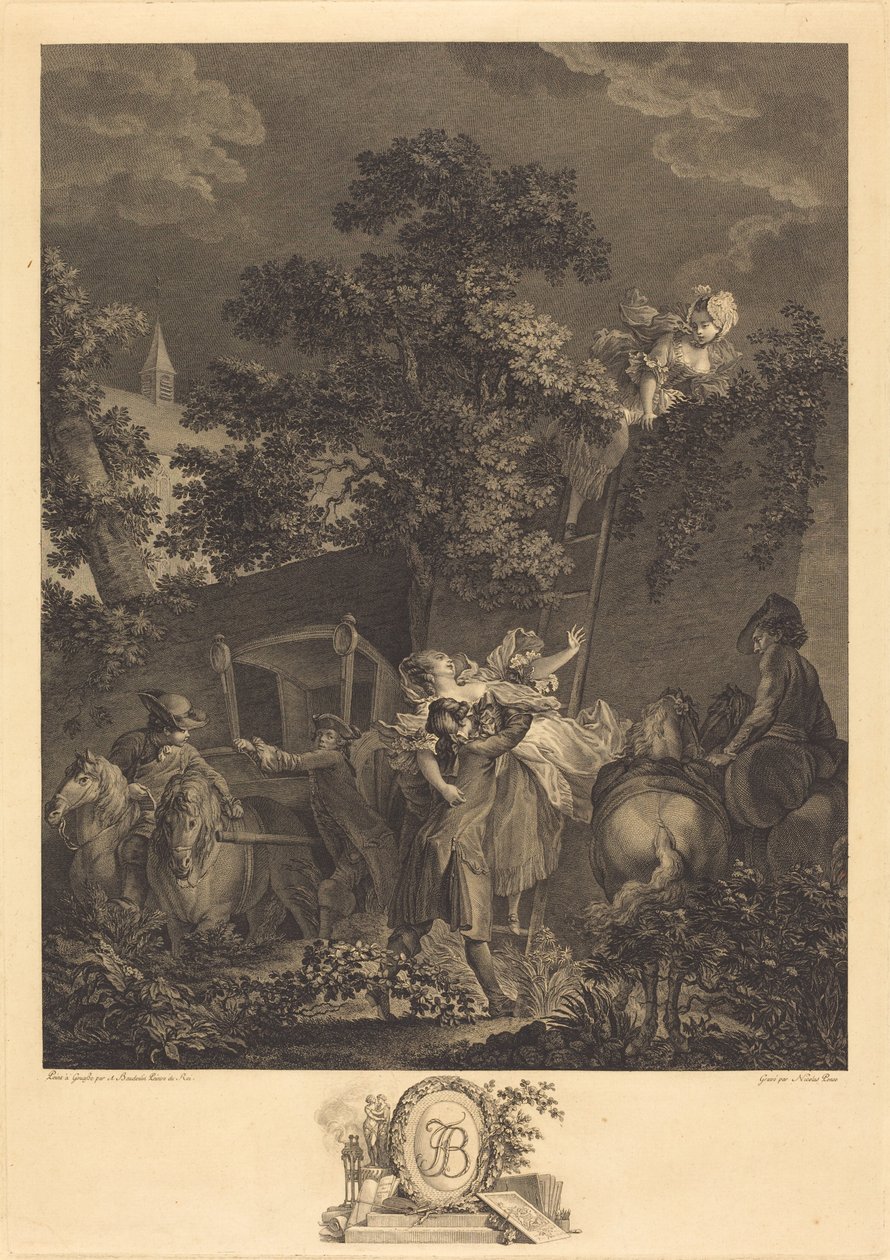 Yöinen sieppaus tekijältä Nicolas Ponce after Pierre Antoine Baudouin