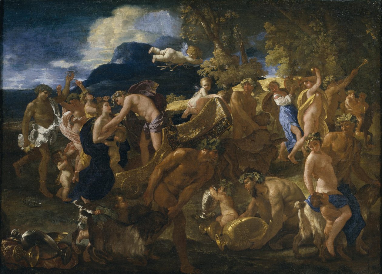 Bacchanal tai Bacchus ja Ariadne tekijältä Nicolas Poussin