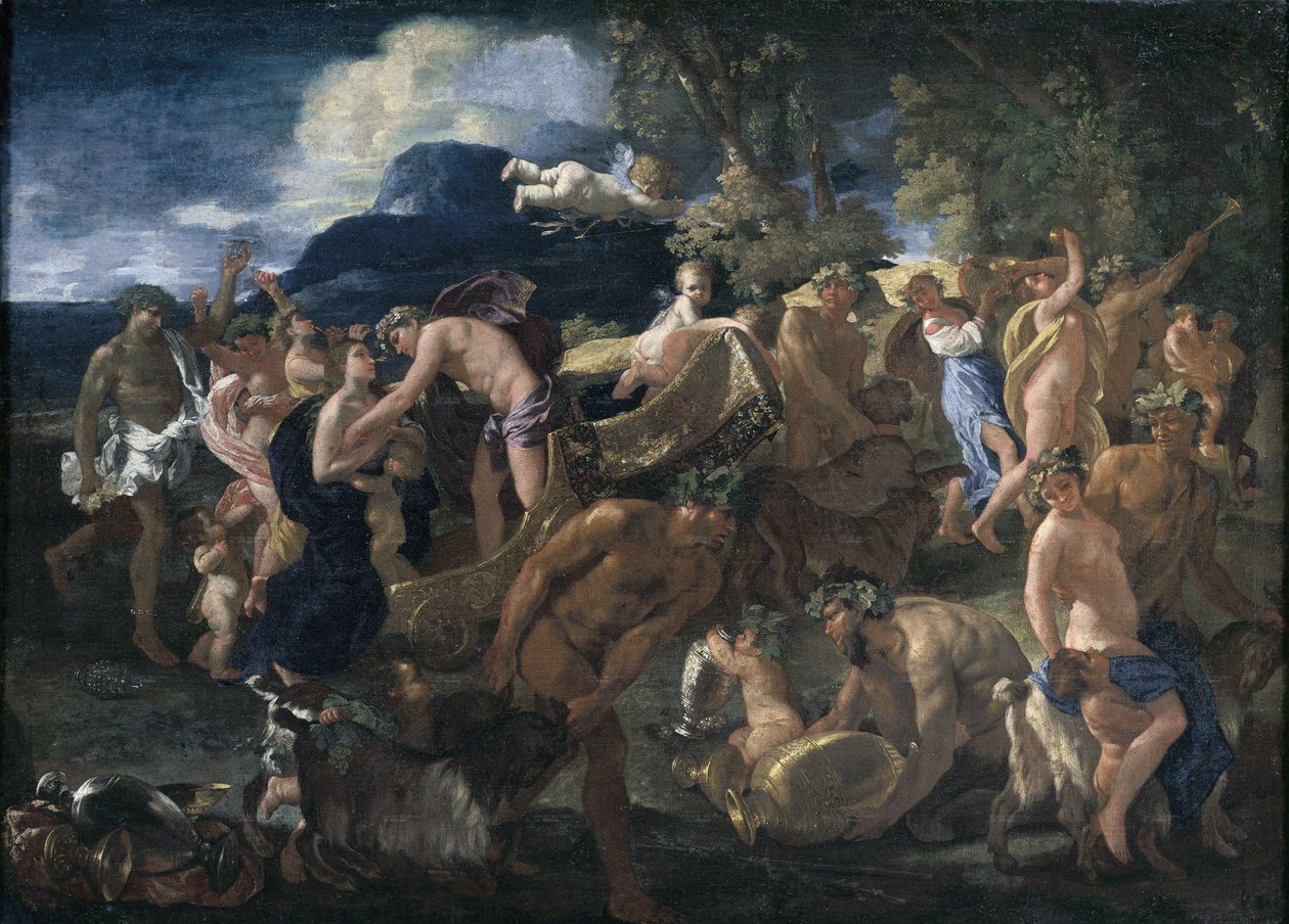 Bacchanal tai Bacchus ja Ariadne tekijältä Nicolas Poussin