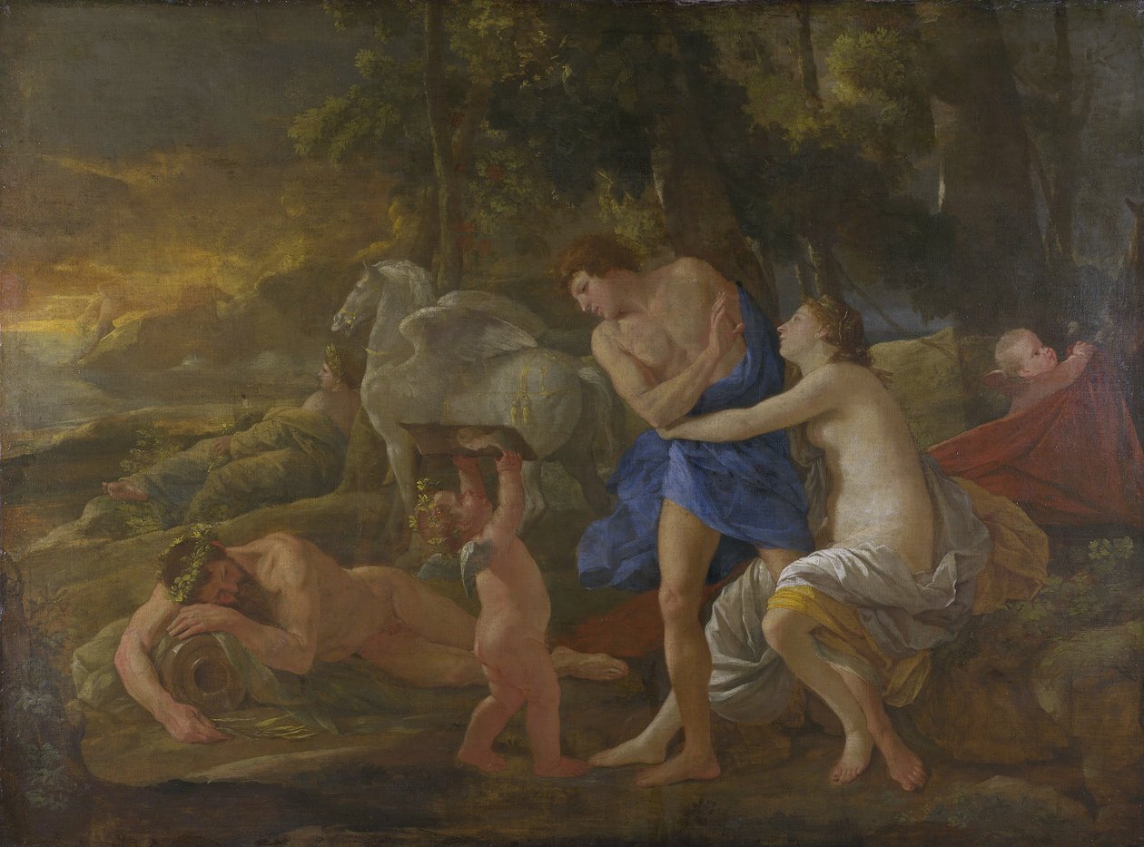 Kefalus ja Aurora, noin 1630 (öljy kankaalle). tekijältä Nicolas Poussin