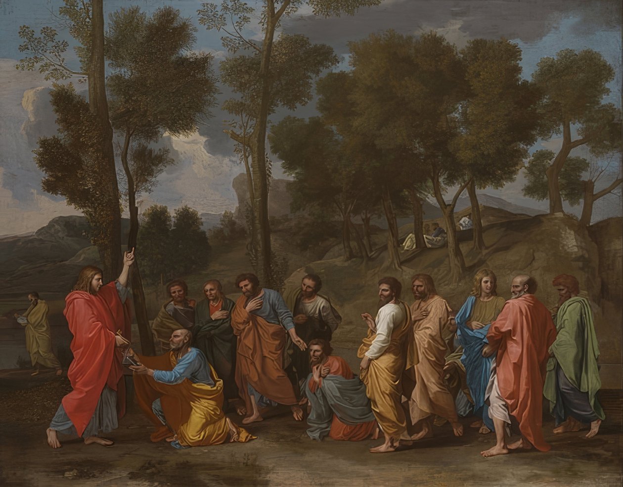Vihkimisen sakramentti (Kristus antaa Pietarille avaimet). Noin 1637-40 tekijältä Nicolas Poussin