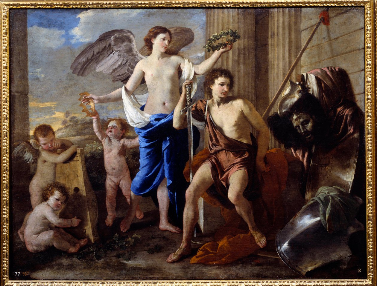Davidin voitto. Nicolas Poussinin (1594-1665) maalaus tekijältä Nicolas Poussin