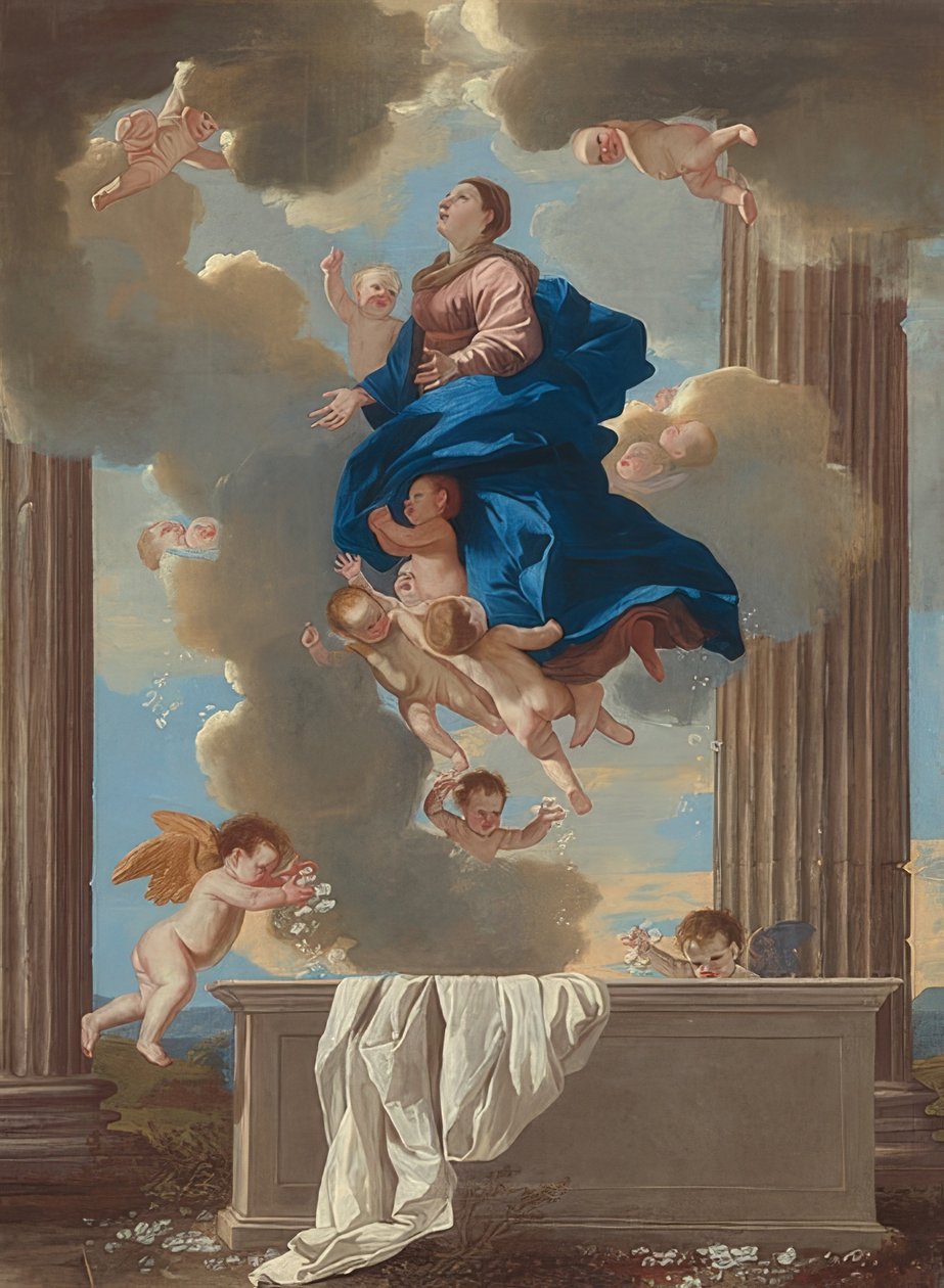 Marian taivaaseenasto. Noin. 1630/32 tekijältä Nicolas Poussin