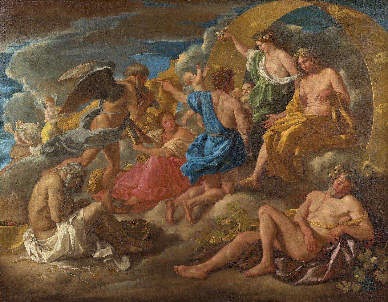Helios und Phaëton mit Saturn und den vier Jahreszeiten tekijältä Nicolas Poussin