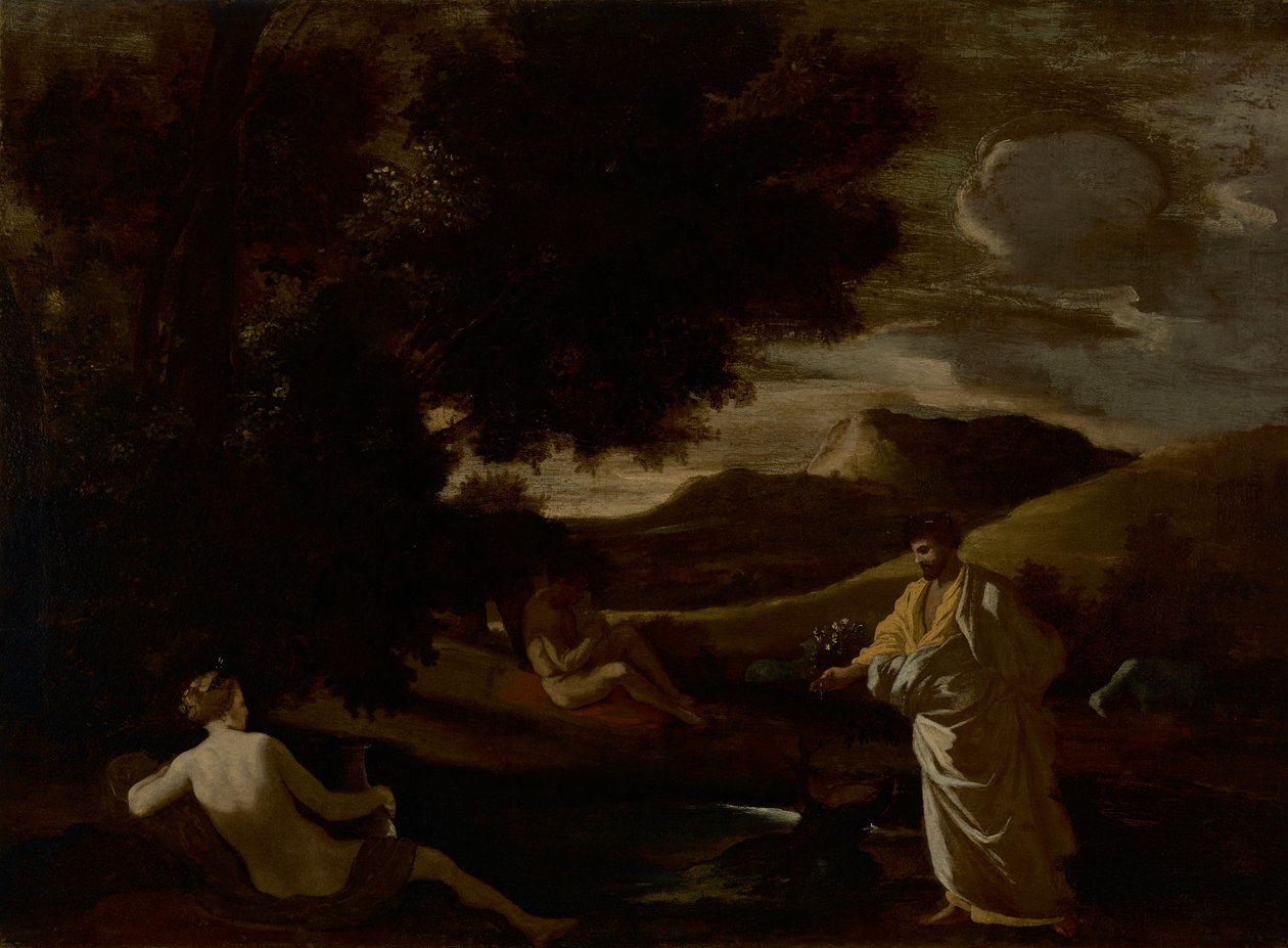 Kuningas Midas muuttaa tammenoksan kullaksi tekijältä Nicolas Poussin