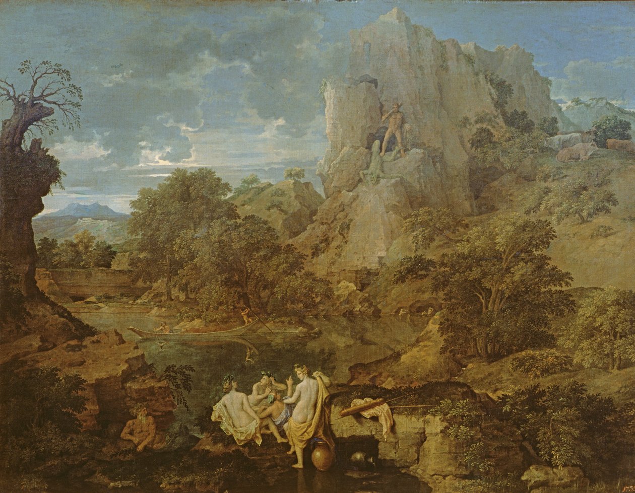 Maisema Herkuleen ja Kakuksen kanssa, n.1656. tekijältä Nicolas Poussin