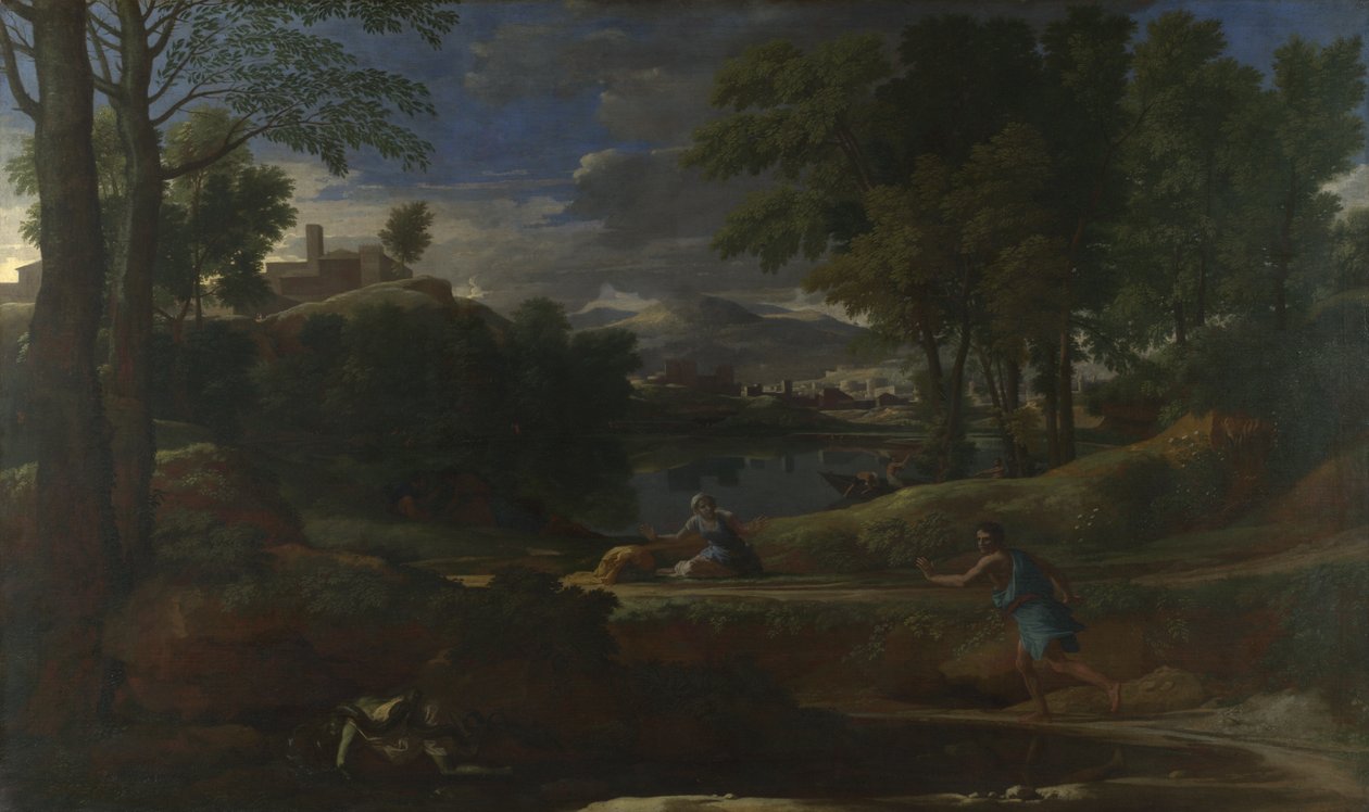 Maisema käärmeen tappaman miehen kanssa, 1648 tekijältä Nicolas Poussin