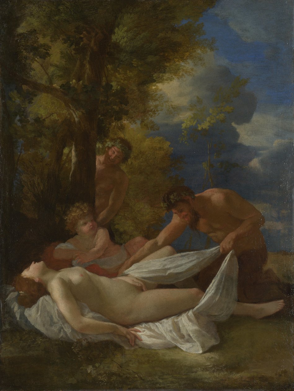 Nymfi Satyyrien kanssa, noin 1627 tekijältä Nicolas Poussin