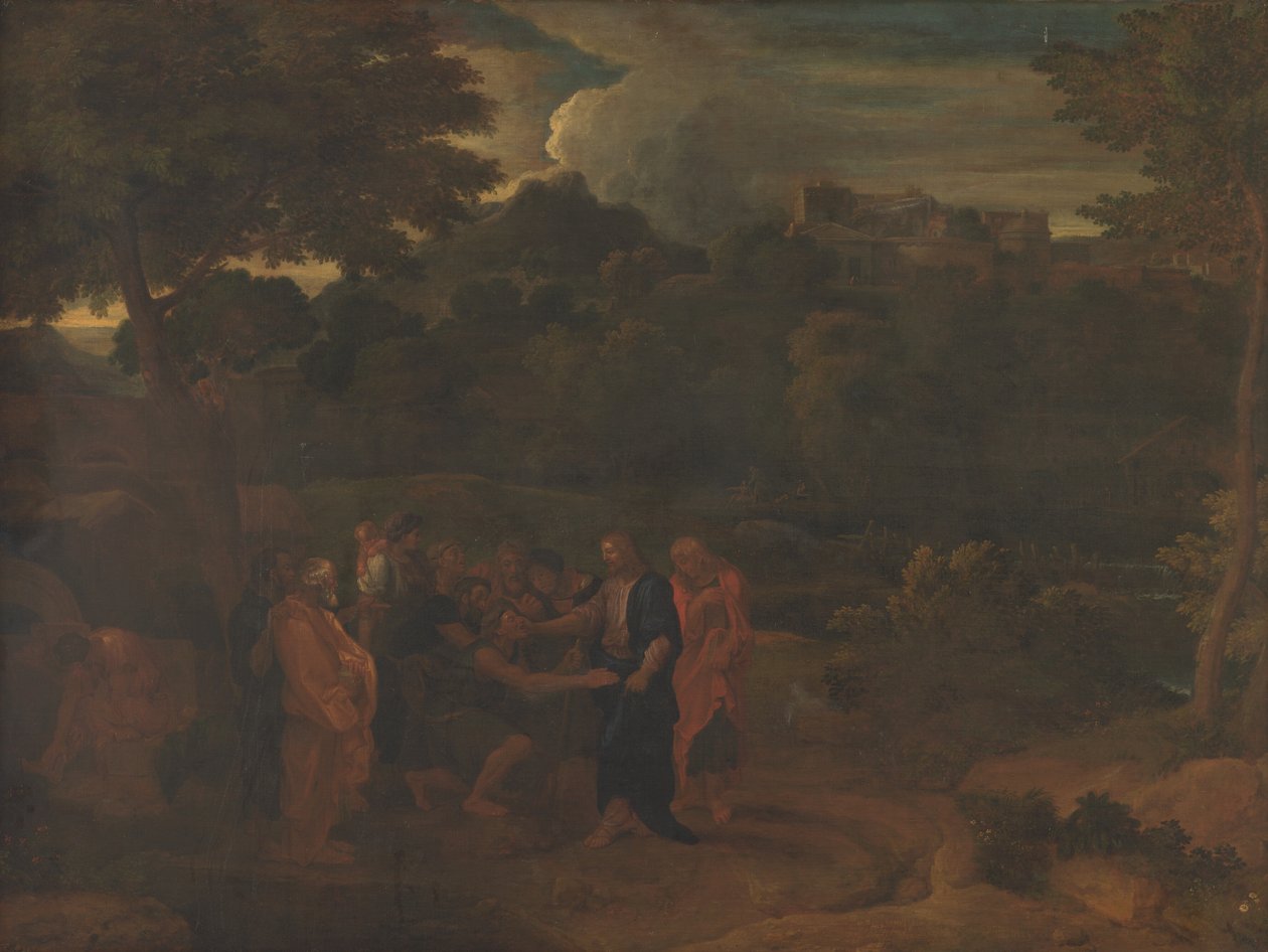 Kahden sokean miehen parantaminen Jerikossa tekijältä Nicolas Poussin