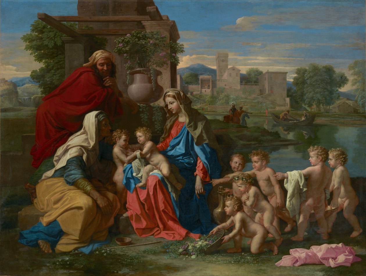 Pyhä perhe, n. 1651 (öljy kankaalle) tekijältä Nicolas Poussin