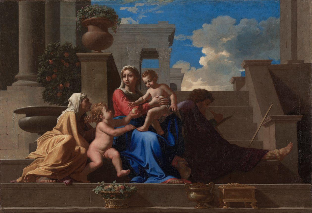 Pyhä perhe portailla tekijältä Nicolas Poussin