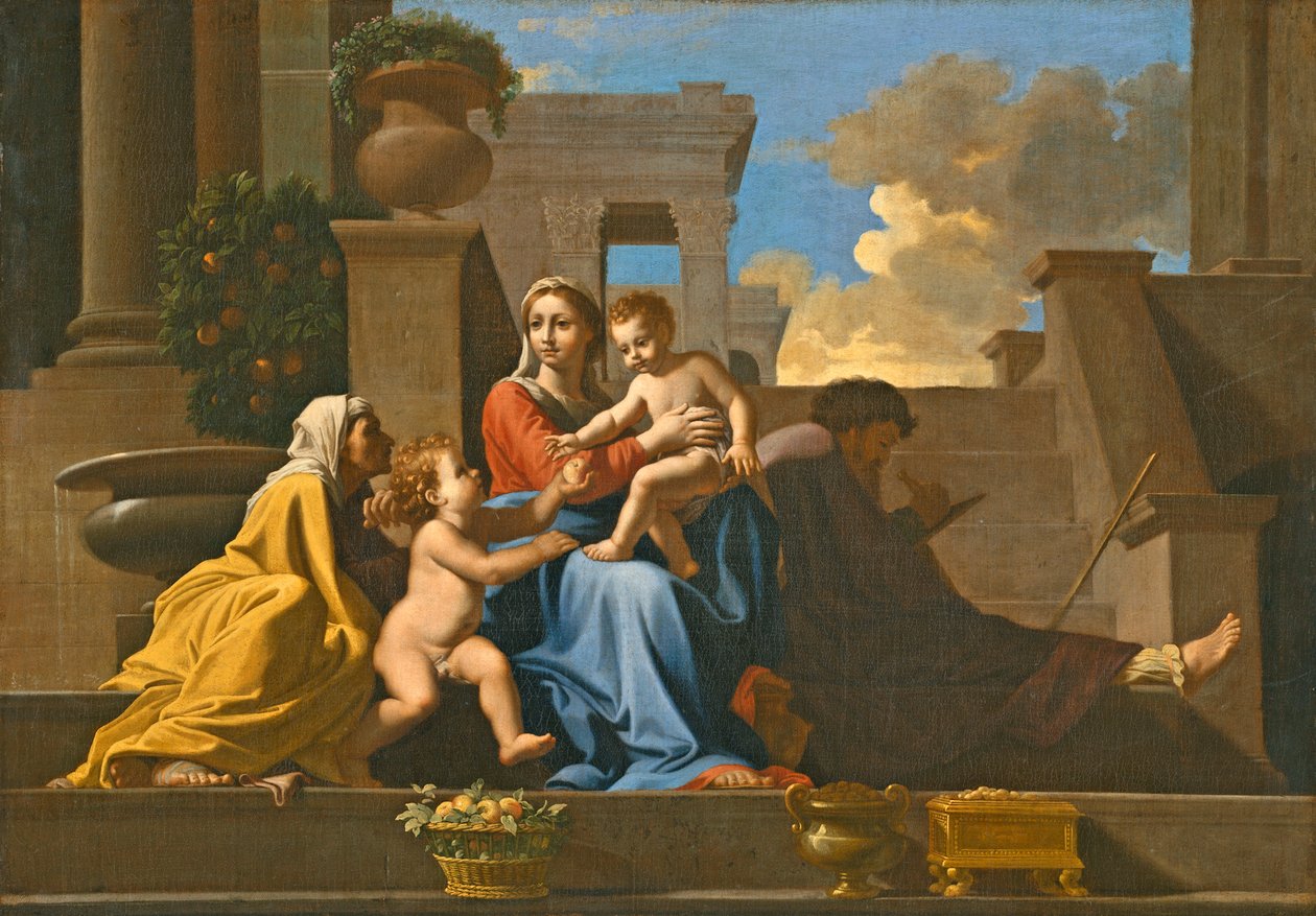 Pyhä perhe portailla, 1648 tekijältä Nicolas Poussin